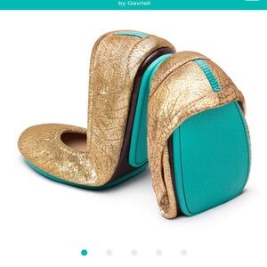 Tieks Metallic Gold Glitz Ballet Flats Size 8